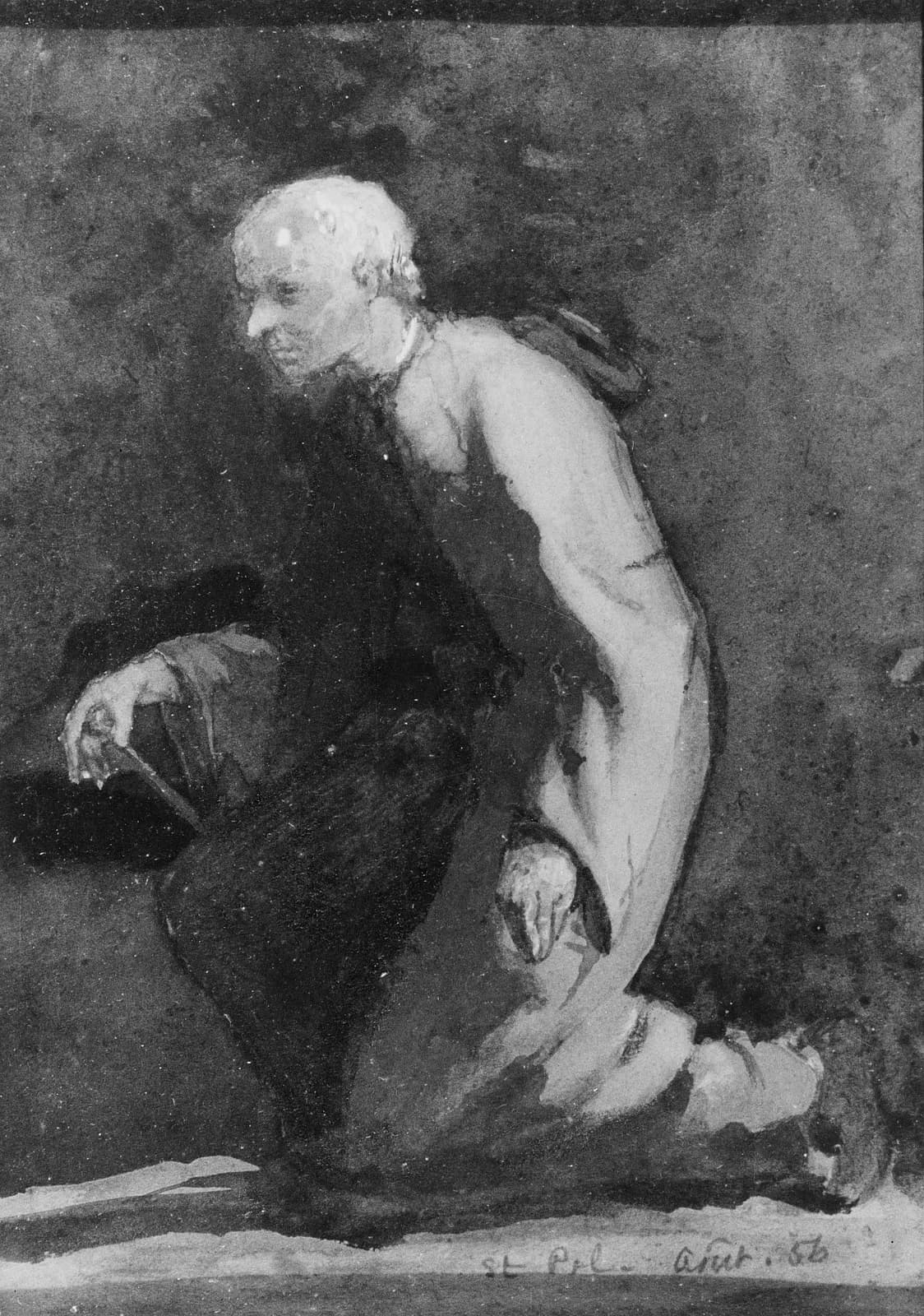 Cultural archive image of “A Brittany Beadle—Sketch from Nature”, catalogued as American, dating to 1856, associated with Brittany. Medium: Watercolor and gouache with graphite on brown wove paper.