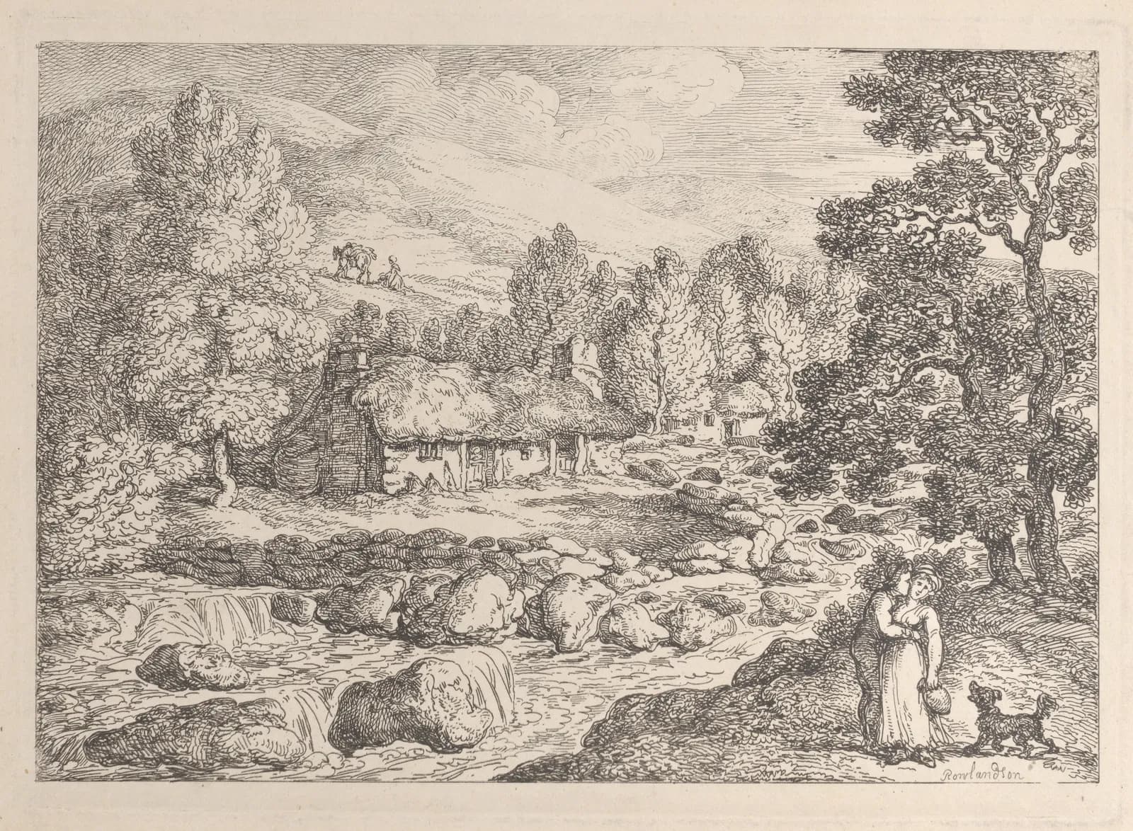 A Cornish Waterfall, from "Views in Cornwall"