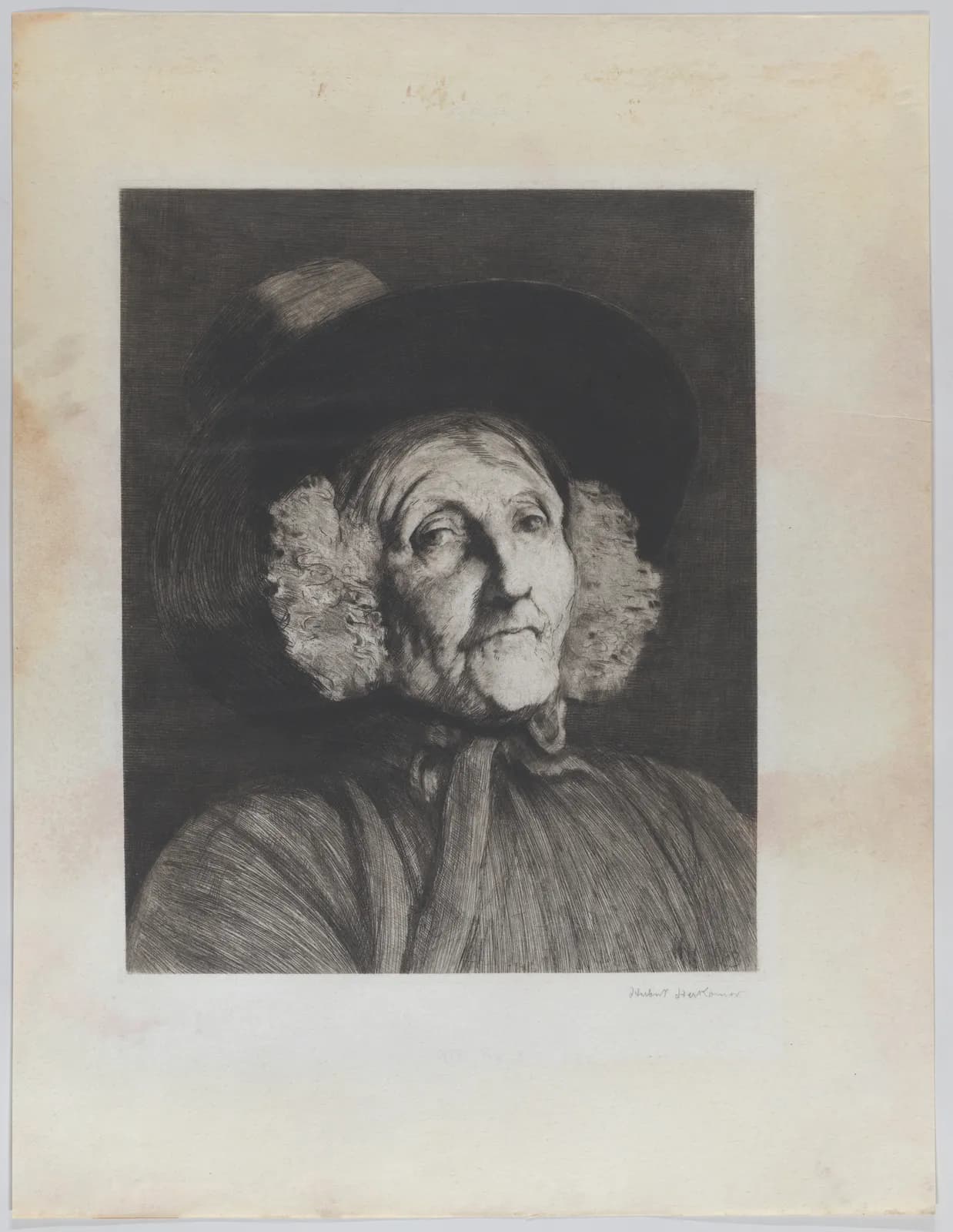 Cultural archive image of “A Welsh Woman”, catalogued as Prints, dating to 1878. Medium: Etching and drypoint on simulated vellum.