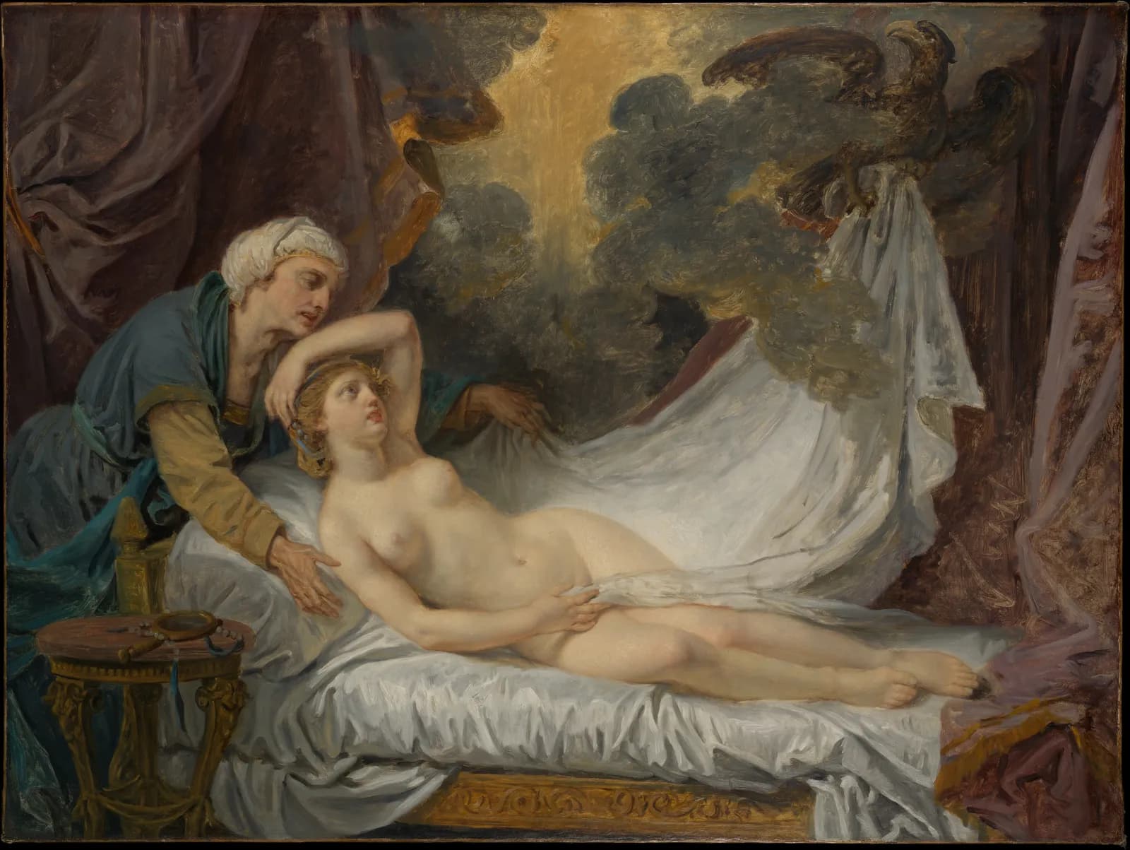 Cultural archive image of “Aegina Visited by Jupiter”, catalogued as Paintings, dating to ca. 1767–69. Medium: Oil on canvas. Dimensions: 57 7/8 x 77 1/8 in.