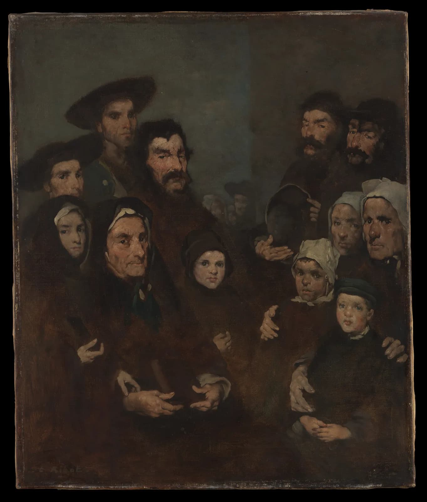Cultural archive image of “Breton Fishermen and Their Families”, catalogued as Paintings, dating to possibly ca. 1880–85. Medium: Oil on canvas. Dimensions: 21 3/4 x 18 1/4 in.