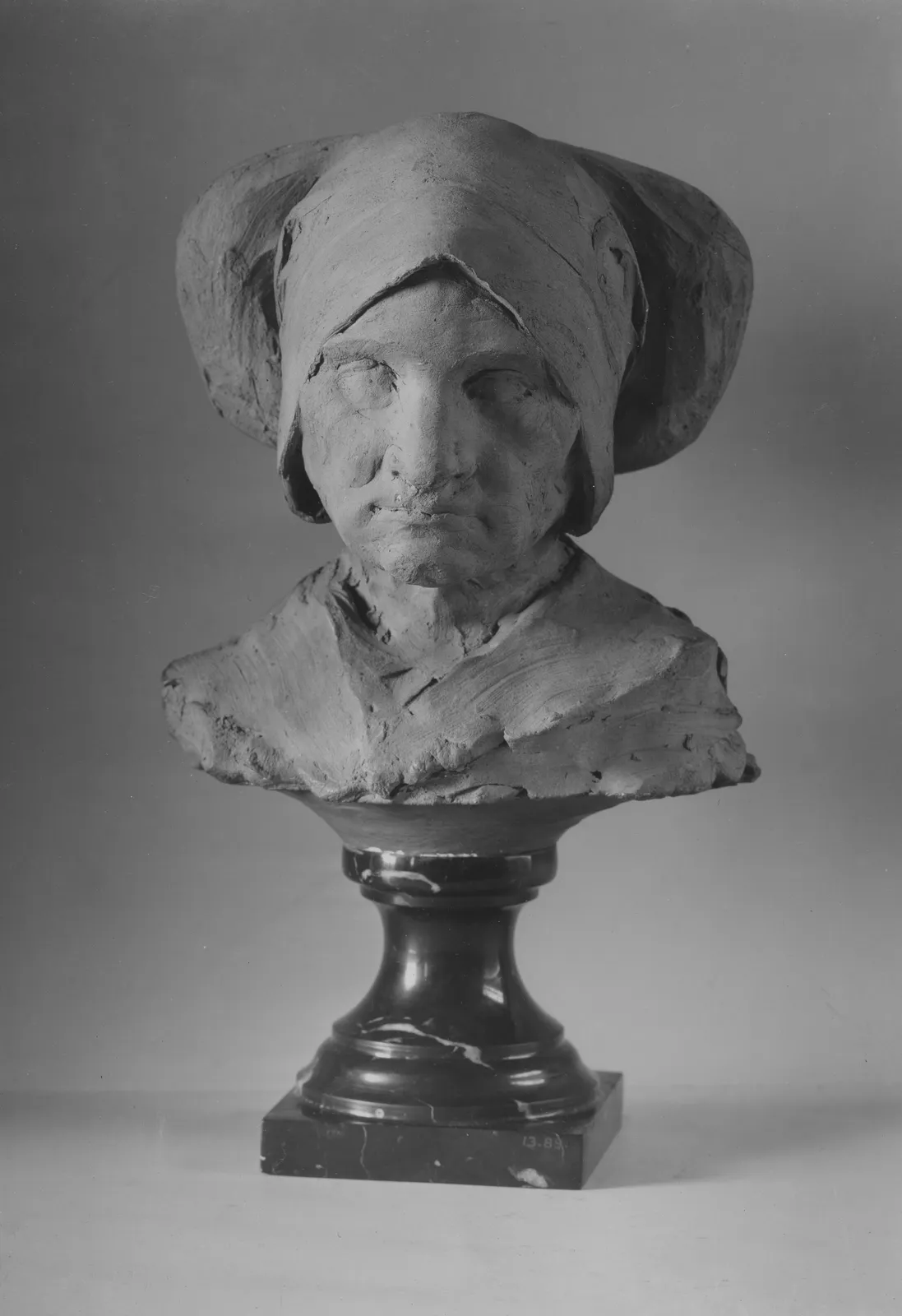 Cultural archive image of “Breton Peasant Woman”, catalogued as Sculpture, dating to probably 1880s. Medium: Terracotta; socle: red marble.