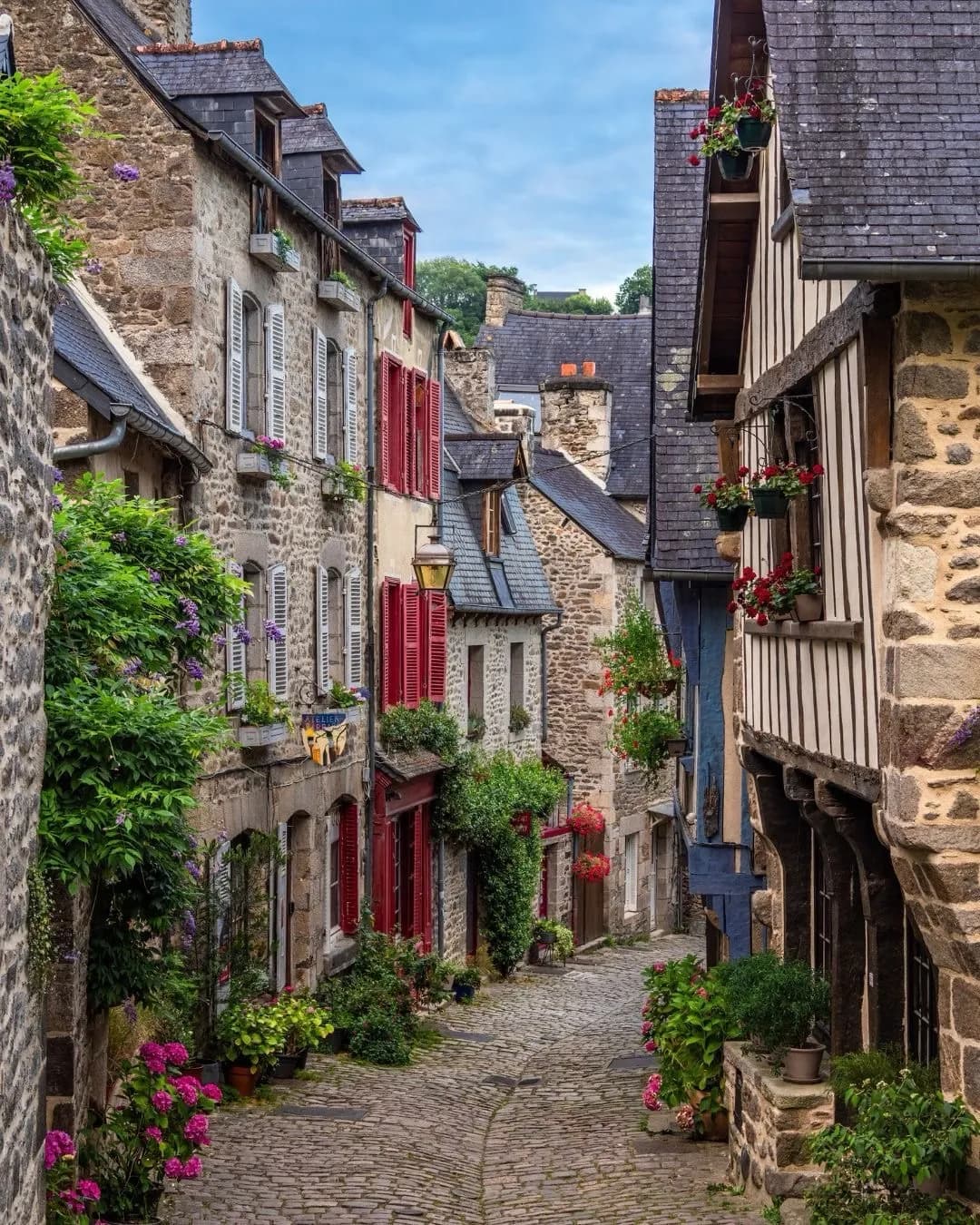 Cultural archive image of “Dinan is a medieval hilltop town in Brittany overlooking the River Rance, surrounded by…”, associated with Brittany.