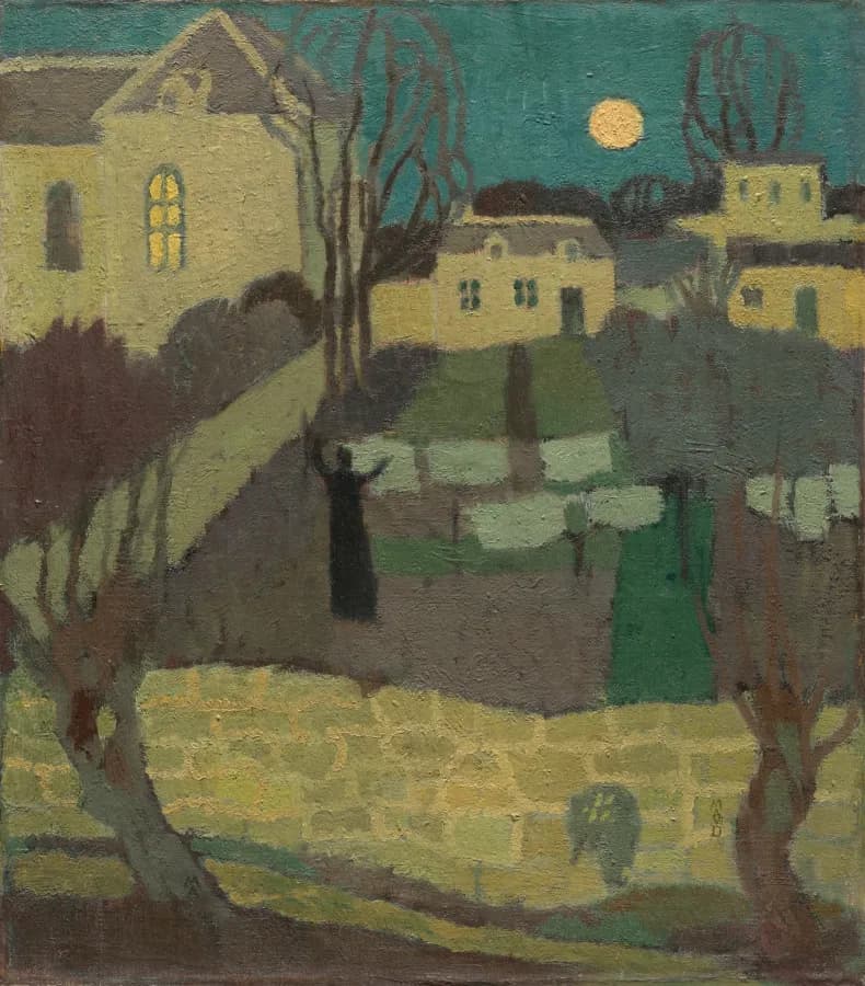Cultural archive image of “Drying the Linen, or Moonrise at the Priory”, catalogued as France, 19th century, dating to 1894, associated with France, 19th century.