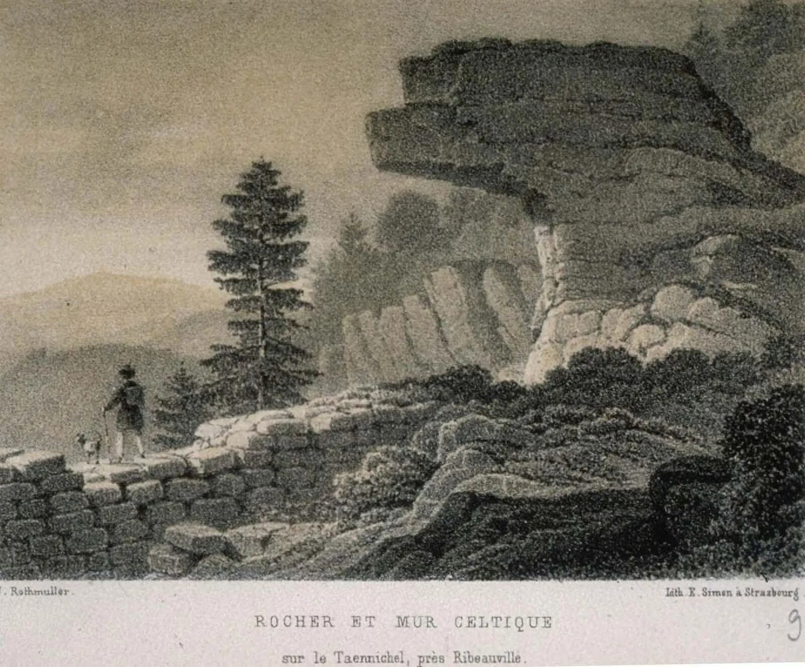 Rocher et mur celtique sur le taennichel, près Ribeauvillé