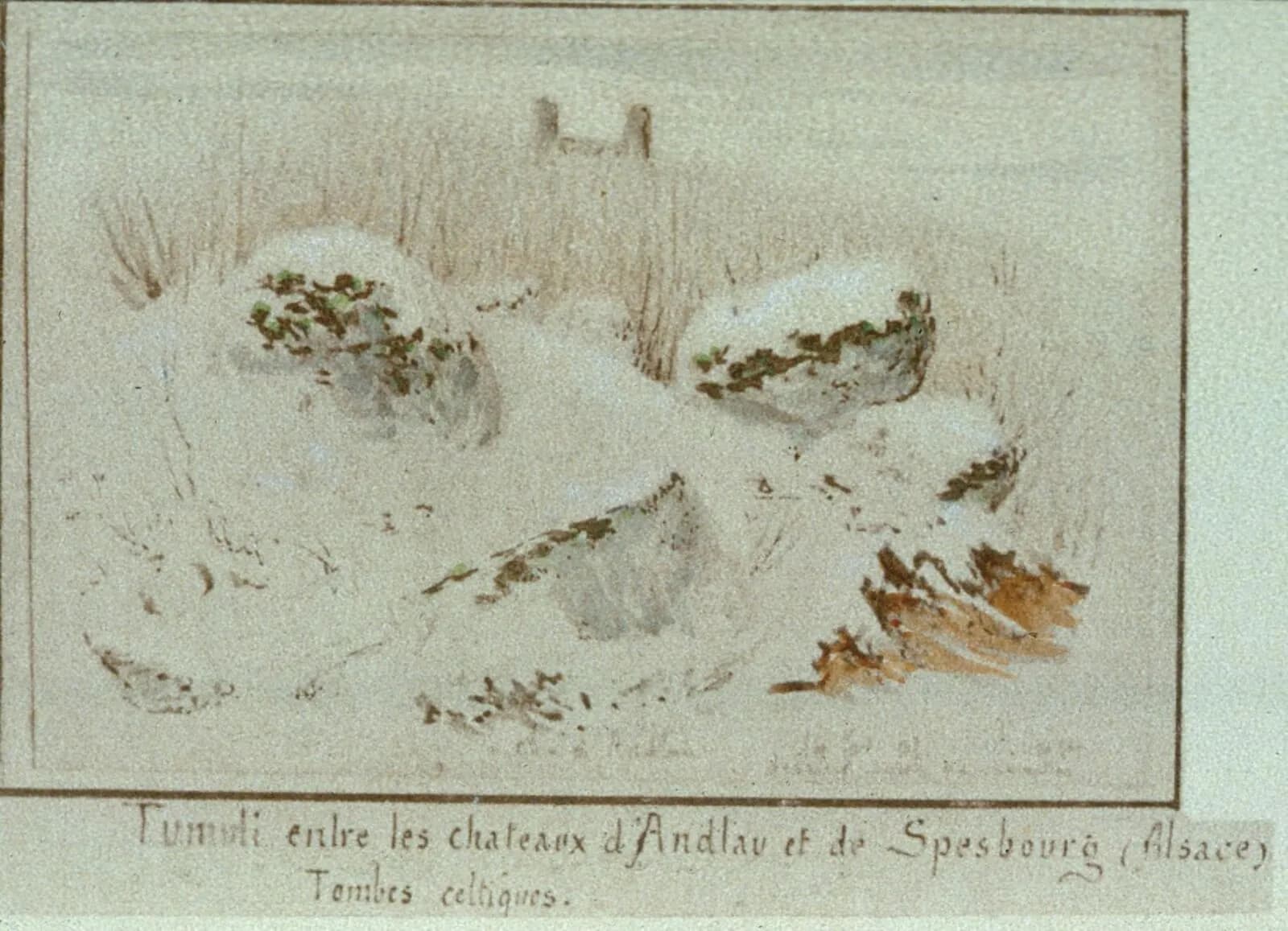 Tumuli entre les chateaux d'Andlau et de Spesbourg (Alsace). Tombes celtiques