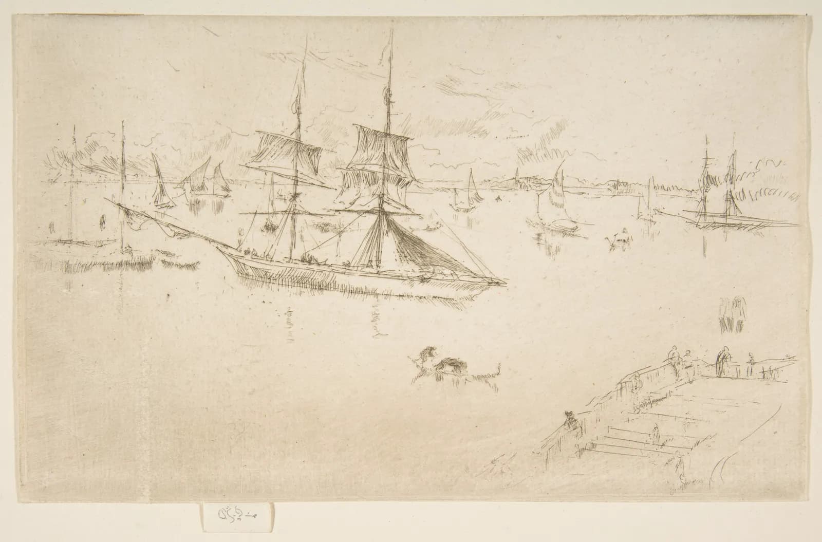 Cultural archive image of “Lagoon: Noon”, catalogued as Prints, dating to 1879 to 1880. Medium: Etching and drypoint, printed in black ink on medium weight ivory laid paper; third state of three (Glasgow).