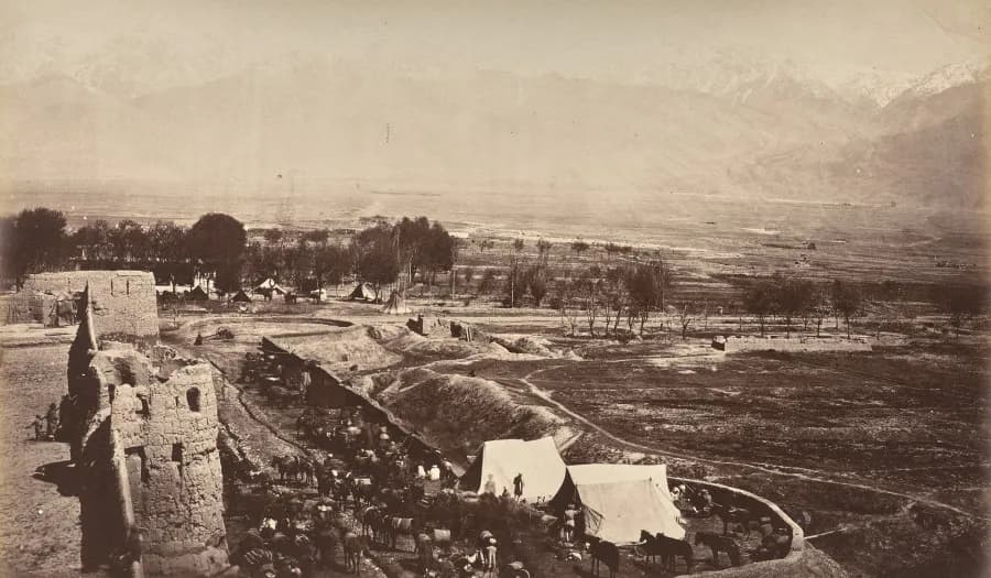 Cultural archive image of “Landi Kotal, The Camp, Looking South”, catalogued as Ireland, dating to 1878–80, associated with Ireland. Afghanistan, February 1880: Landi Kotal, The Camp, Looking South, 1878–80.