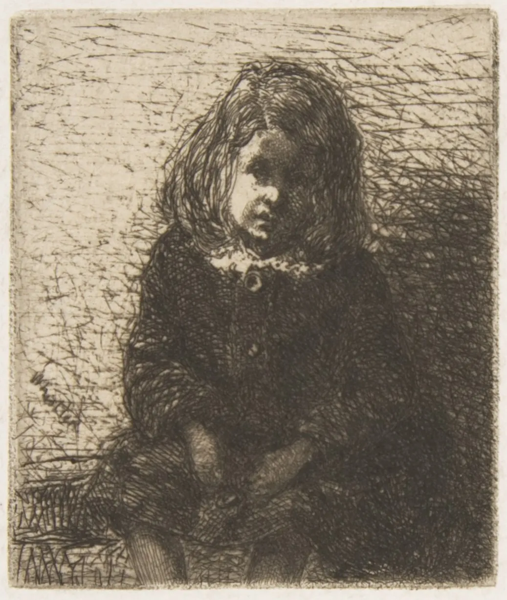 Cultural archive image of “Little Arthur”, catalogued as Prints, dating to 1858, associated with Harris. Medium: Etching, printed in black ink on off-white chine mounted on off-white wove paper; fourth state of four (Glasgow).