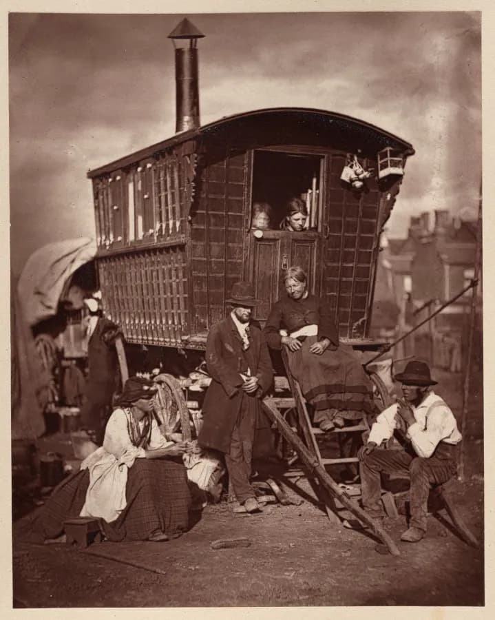 Cultural archive image of “London Nomades”, catalogued as England, 19th century, dating to 1877, associated with England, 19th century. Street Life in London: London Nomades, 1877.