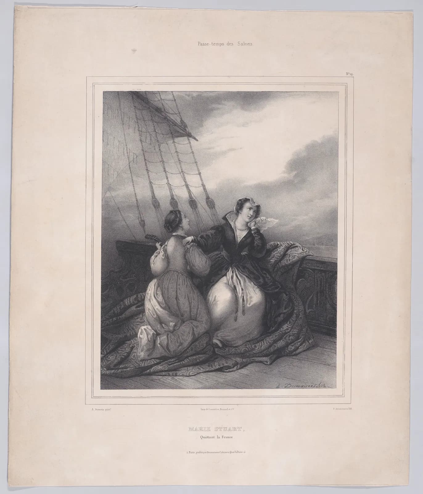 Mary, Queen of Scots embarking at Calais to return to Scotland