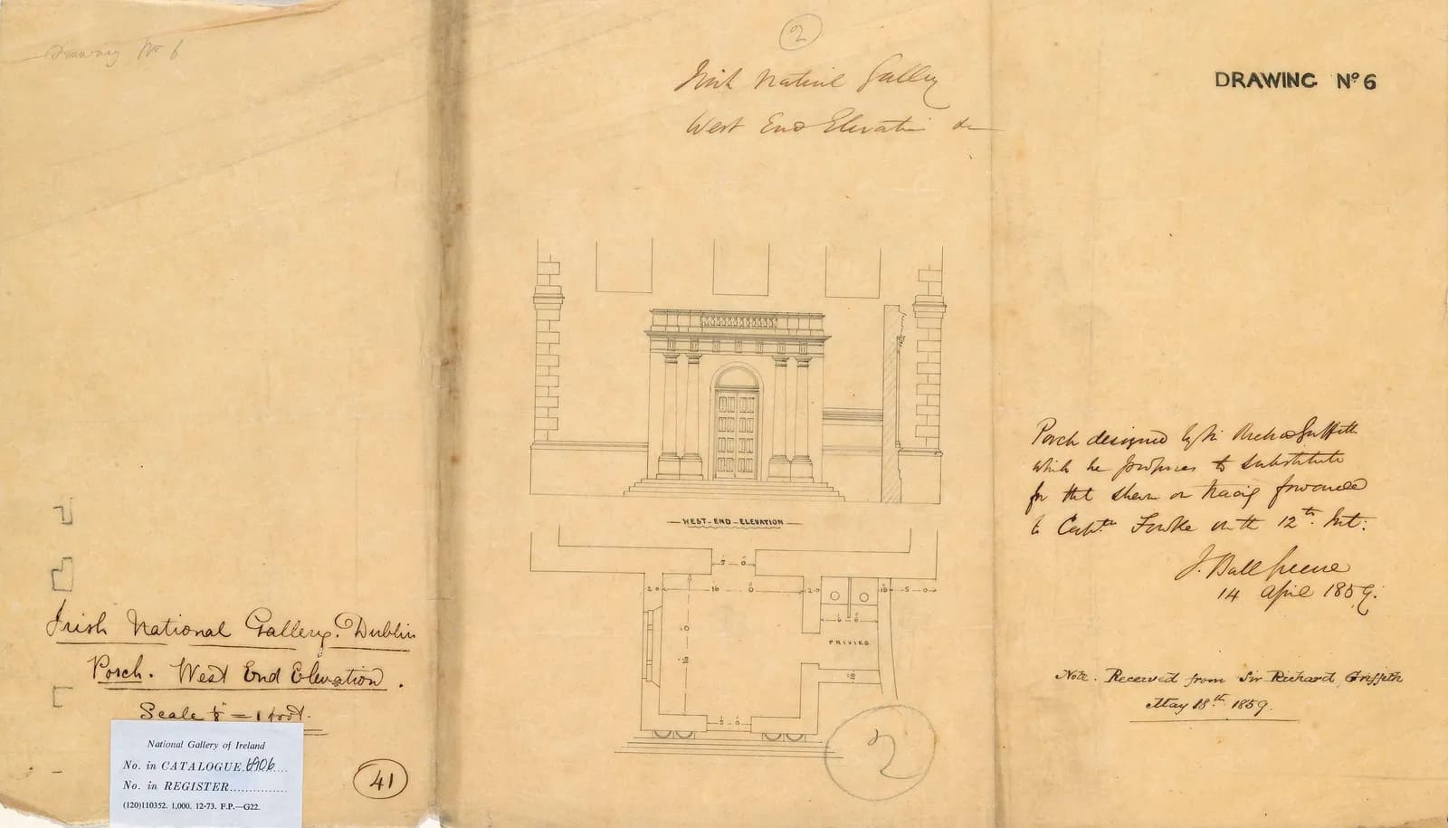A Design for the West Porch of the National Gallery of Ireland
