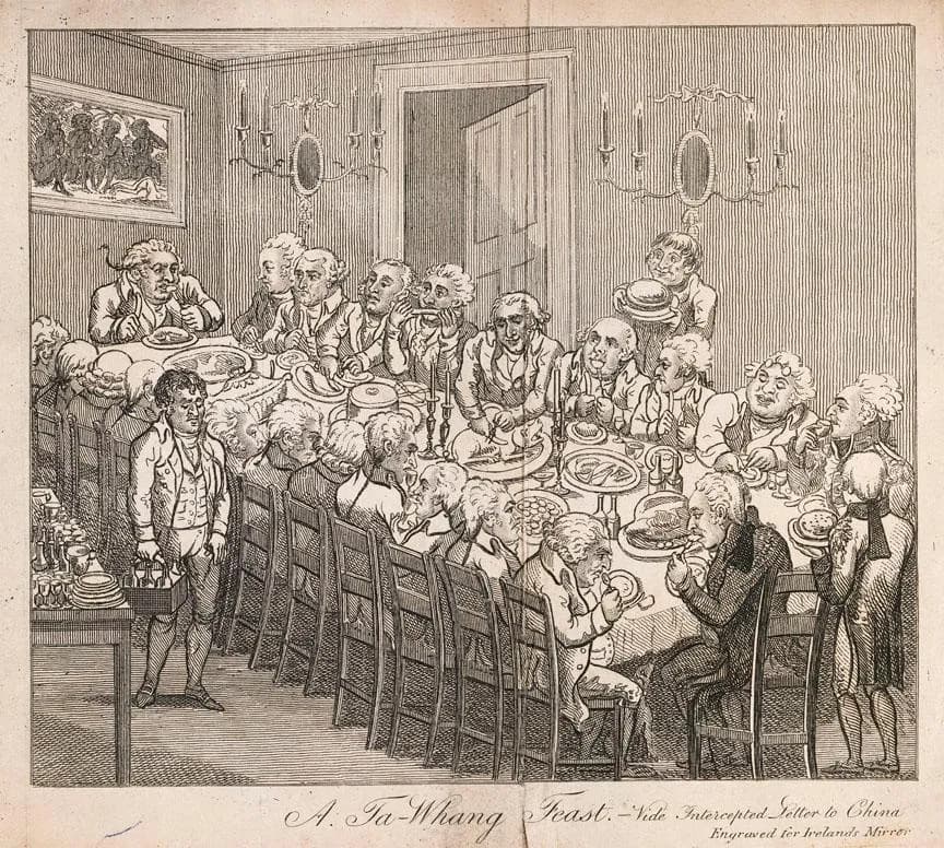 Cultural archive image of “A Ta-Whang Feast”, catalogued as Unknown Artist, Ireland, 19th century, dating to 1804 or 1806. Artist: Unknown Artist, Ireland, 19th century.