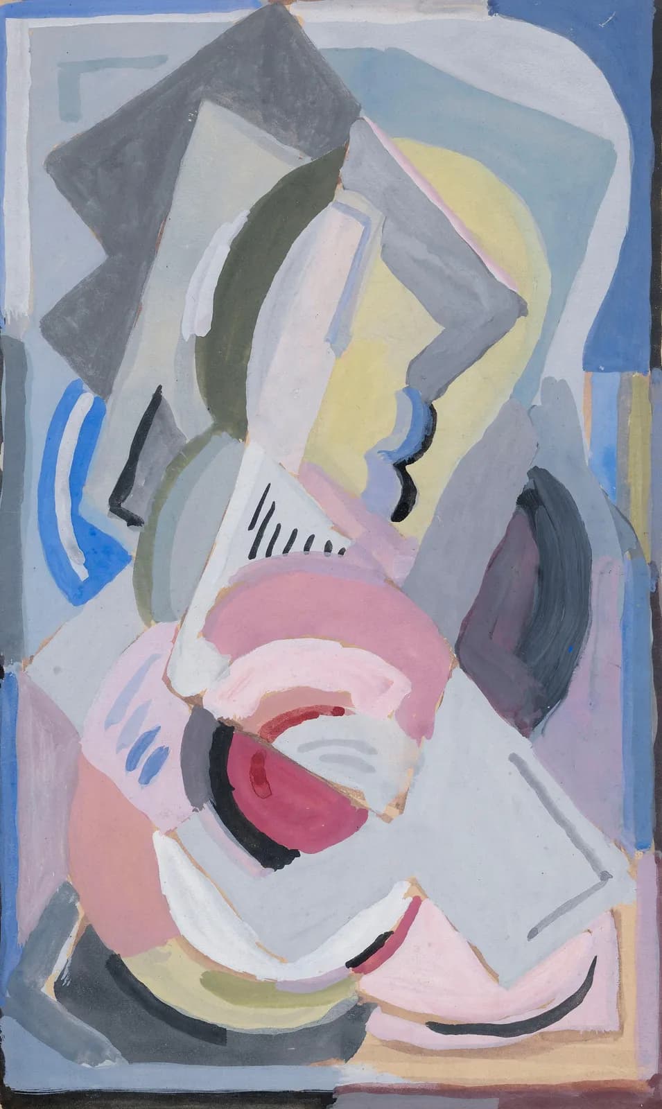 Cultural archive image of “Abstract”, catalogued as Mainie Jellett. Artist: Mainie Jellett. Medium: Gouache on card.