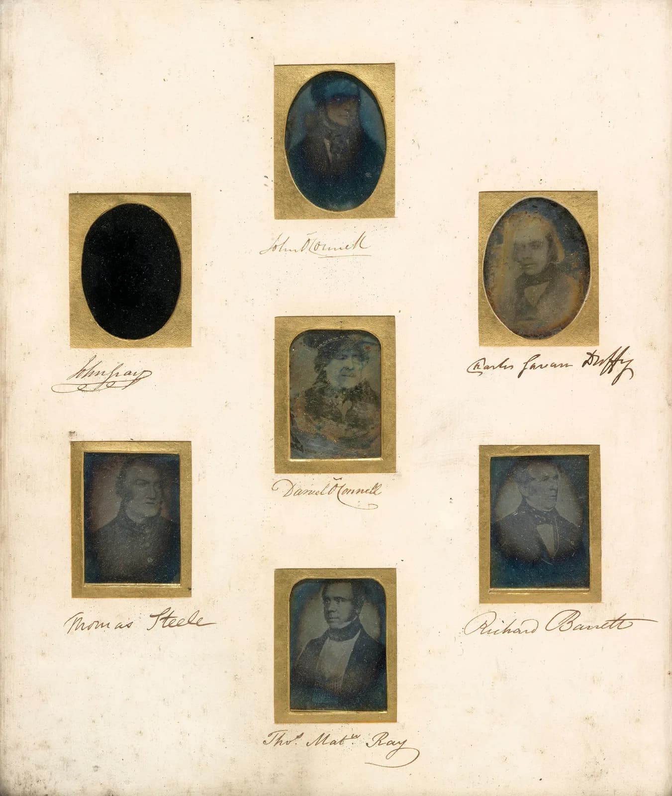 Cultural archive image of “Frame containing Six Daguerreotypes of Daniel O'Connell and the Repeal Martyrs”, catalogued as Alexander Doussin Dubreuil. Artist: Alexander Doussin Dubreuil.