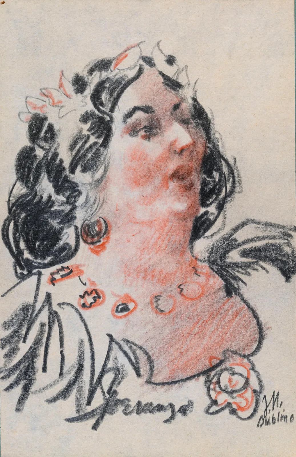 Cultural archive image of “Jane Francesca Elgee, Lady Wilde (1821-1896), Writer, (Pen-Name Speranza) and Mother of Oscar Wilde”, catalogued as George Morosini. Artist: George Morosini. Medium: Crayon on paper.