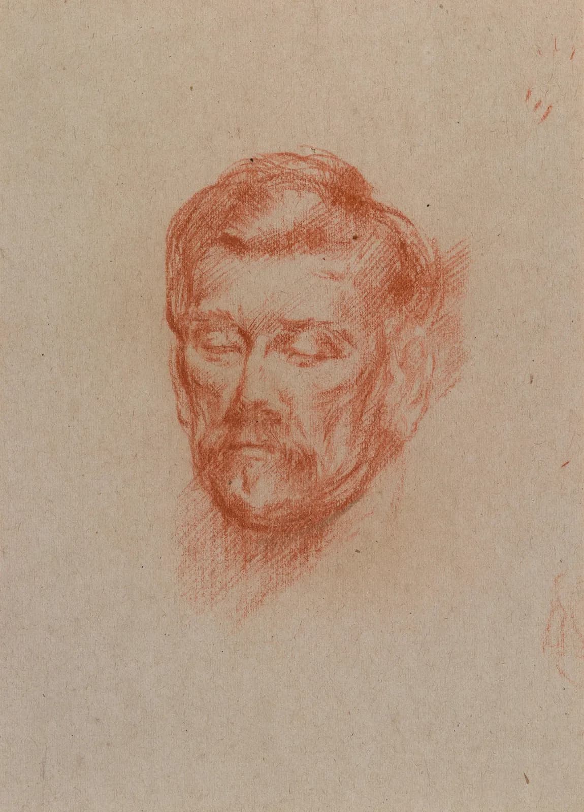 Cultural archive image of “John Millington Synge (1871-1909), Playwright”, catalogued as Robert Gregory. Artist: Robert Gregory. Medium: Red chalk on card.