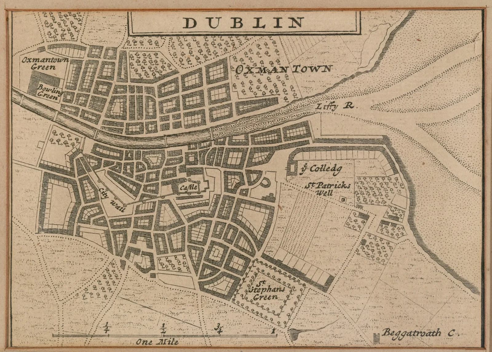 Map of Dublin in 1714