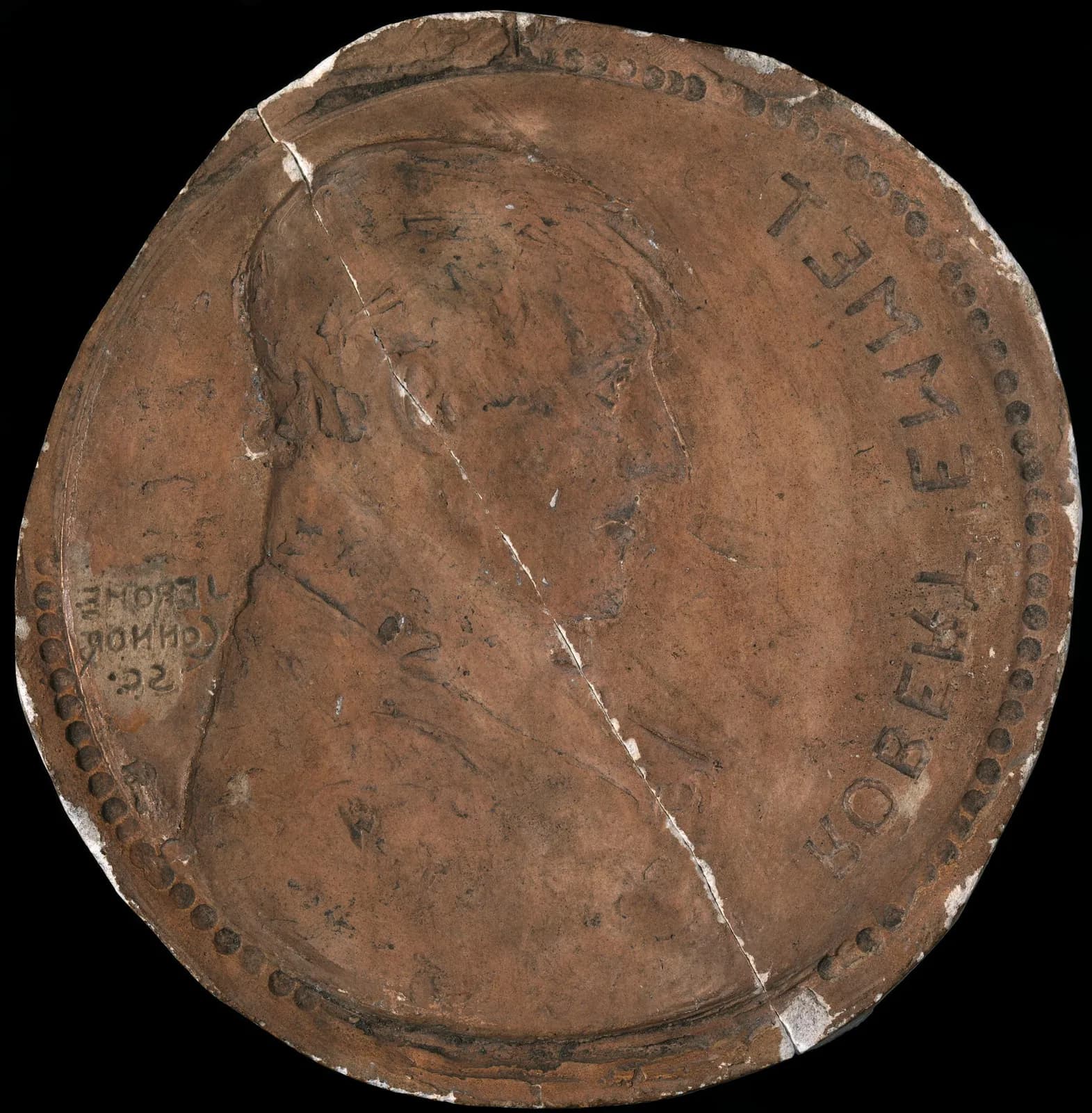 Cultural archive image of “Mould of Medallion of Robert Emmet (1778 - 1803), Irish Patriot”, catalogued as Jerome Connor, dating to c.1903-1912. Artist: Jerome Connor. Medium: Plaster.