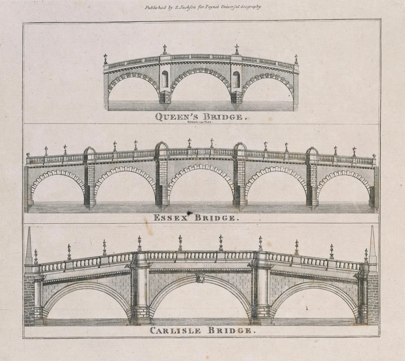 Queen's Bridge, Essex Bridge and Carlisle Bridge, Dublin