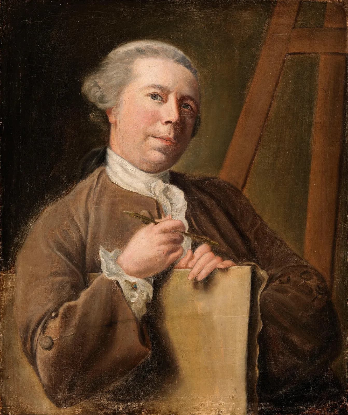Cultural archive image of “Self-Portrait with an Easel”, catalogued as Nathaniel Hone the Elder, dating to c.1747. Artist: Nathaniel Hone the Elder.