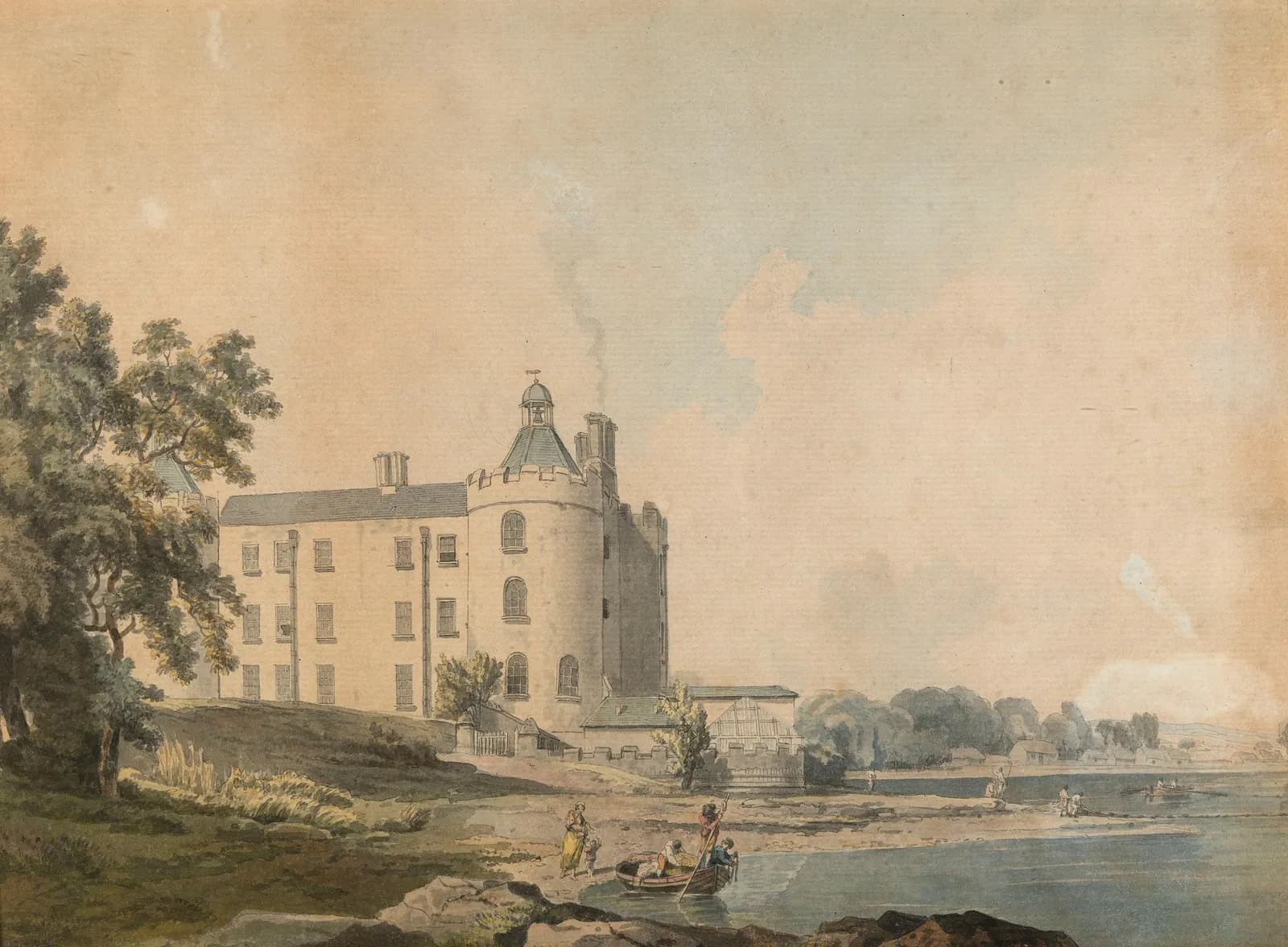 Cultural archive image of “Shane's Castle, County Antrim (now demolished)”, catalogued as Paul Sandby, associated with County Antrim, Ireland. Artist: Paul Sandby. Medium: Ink and watercolour on paper.