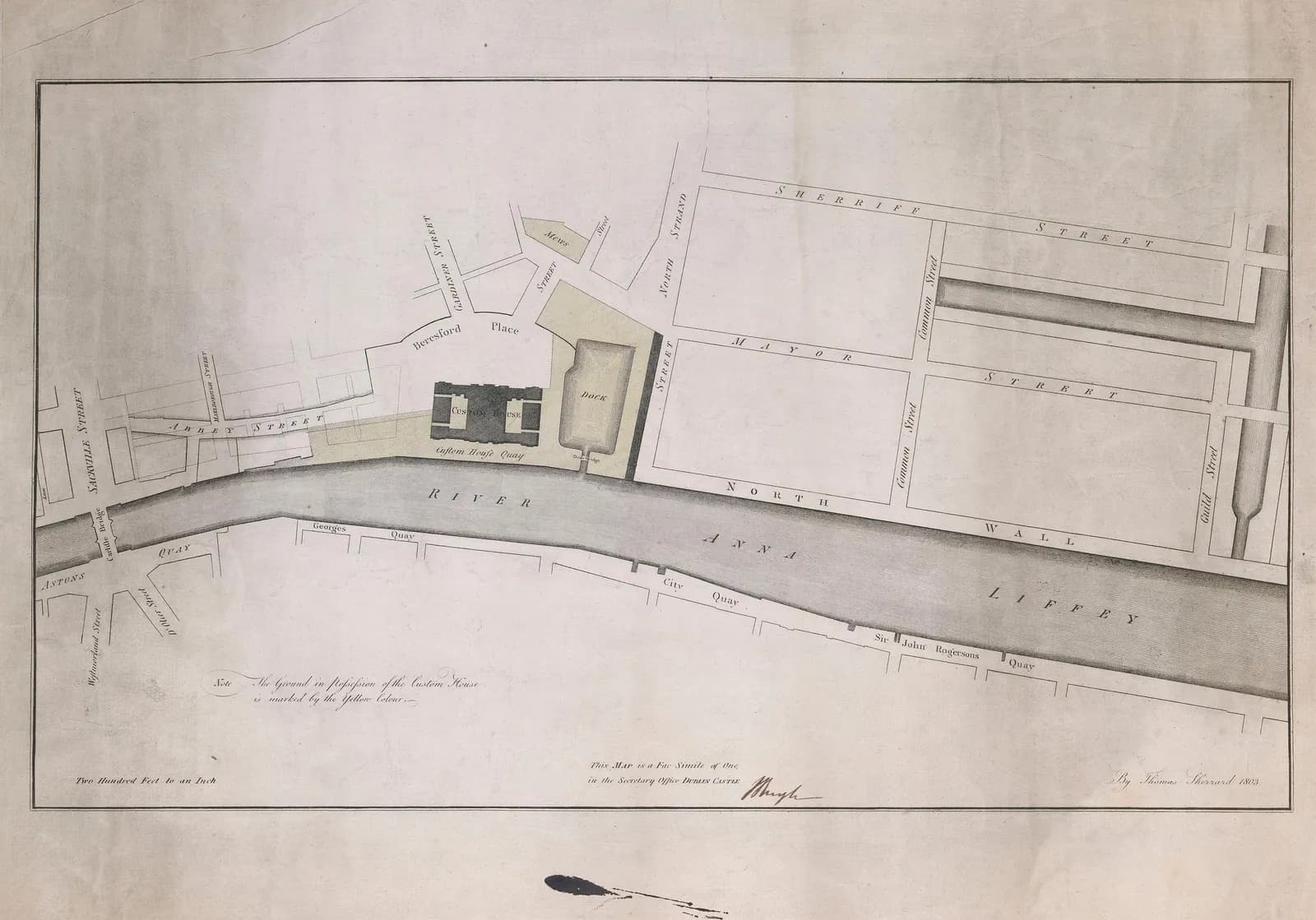 Cultural archive image of “Survey of Dublin Quays near the Custom House”, catalogued as Unknown Artist, Ireland, 19th century, dating to 1803, associated with Dublin, Ireland. Artist: Unknown Artist, Ireland, 19th century.