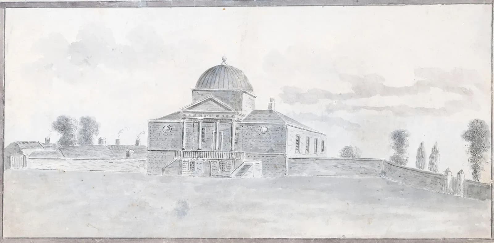 Cultural archive image of “The Charter School, Clontarf; Portobello Harbour Hotel (centre) on Grand Canal (on verso)”, catalogued as Unknown Artist, Ireland, 19th century, dating to c.1820. Artist: Unknown Artist, Ireland, 19th century.