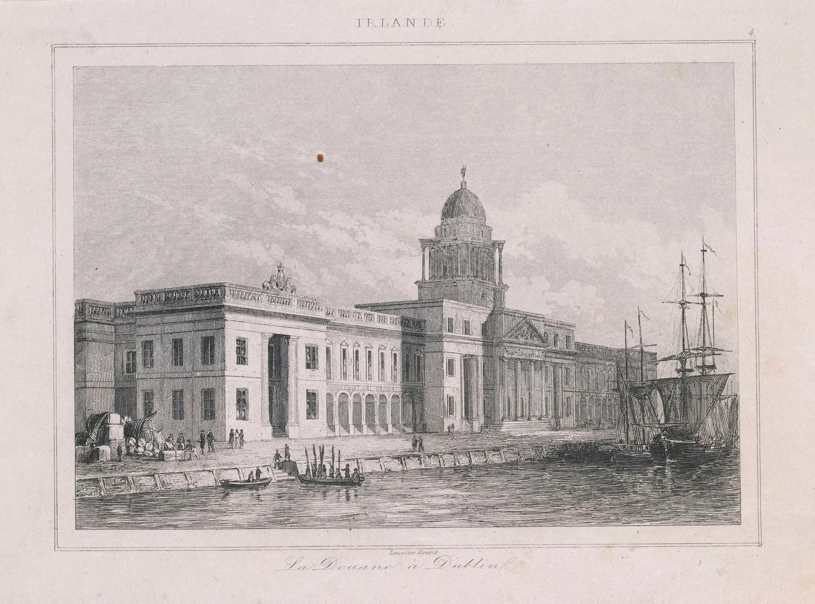 Cultural archive image of “The Custom House, Dublin”, catalogued as Augustin François Lemaitre, dating to after 1792, associated with Dublin, Ireland. Artist: Augustin François Lemaitre.