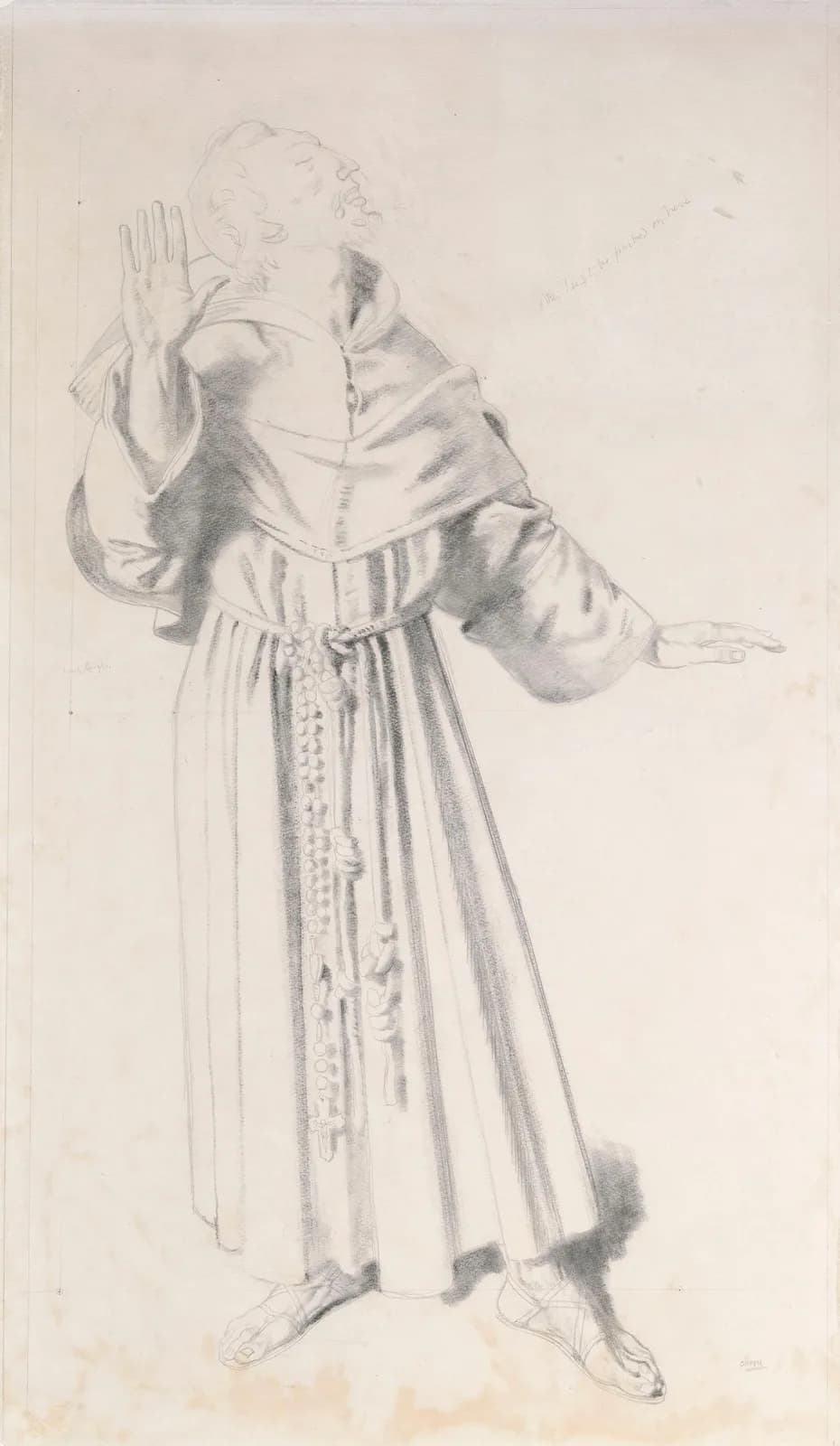 Cultural archive image of “The Priest, Study for 'The Holy Well'”, catalogued as William Orpen, dating to 1916. Artist: William Orpen. Medium: Pencil and black crayon on paper.
