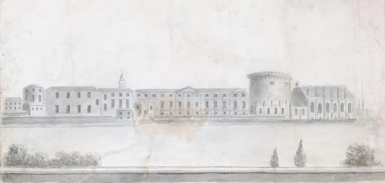 The Rear of the Castle,from Bermingham Tower to the Chapel Royal; A Castle above a Bay (on verso)