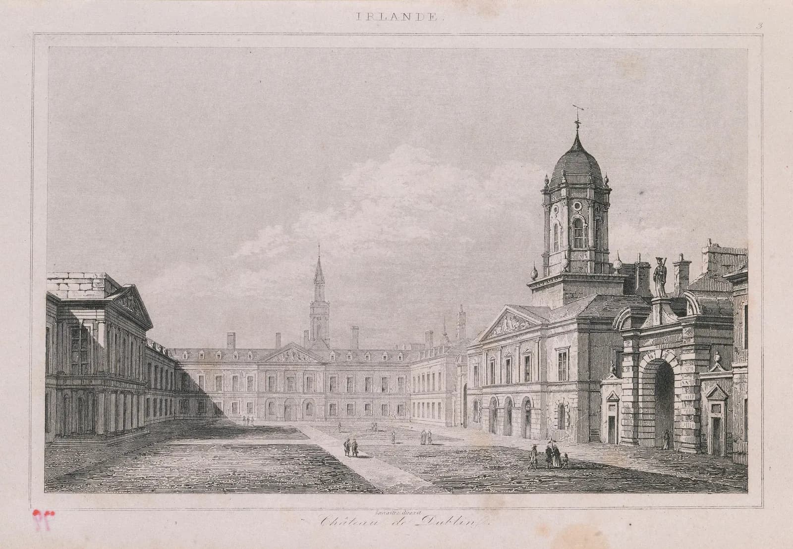 Cultural archive image of “The Upper Yard, Dublin Castle”, catalogued as Augustin François Lemaitre, associated with Dublin, Ireland. Artist: Augustin François Lemaitre.