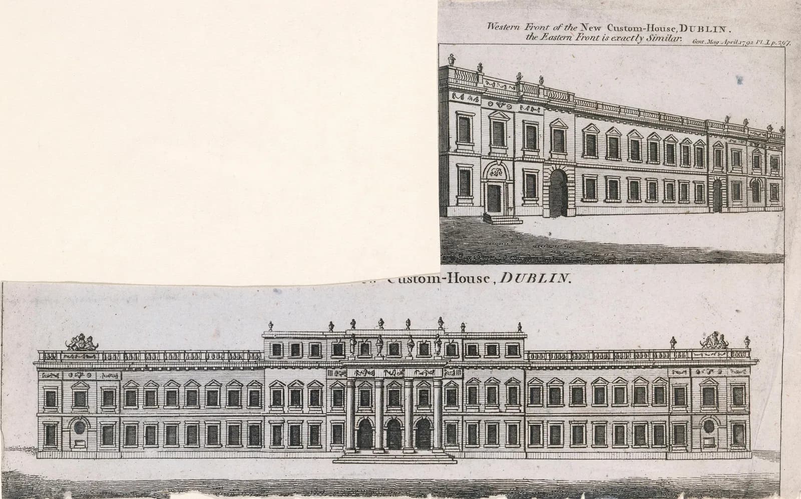 The West Side and North Front of the Custom House, Dublin