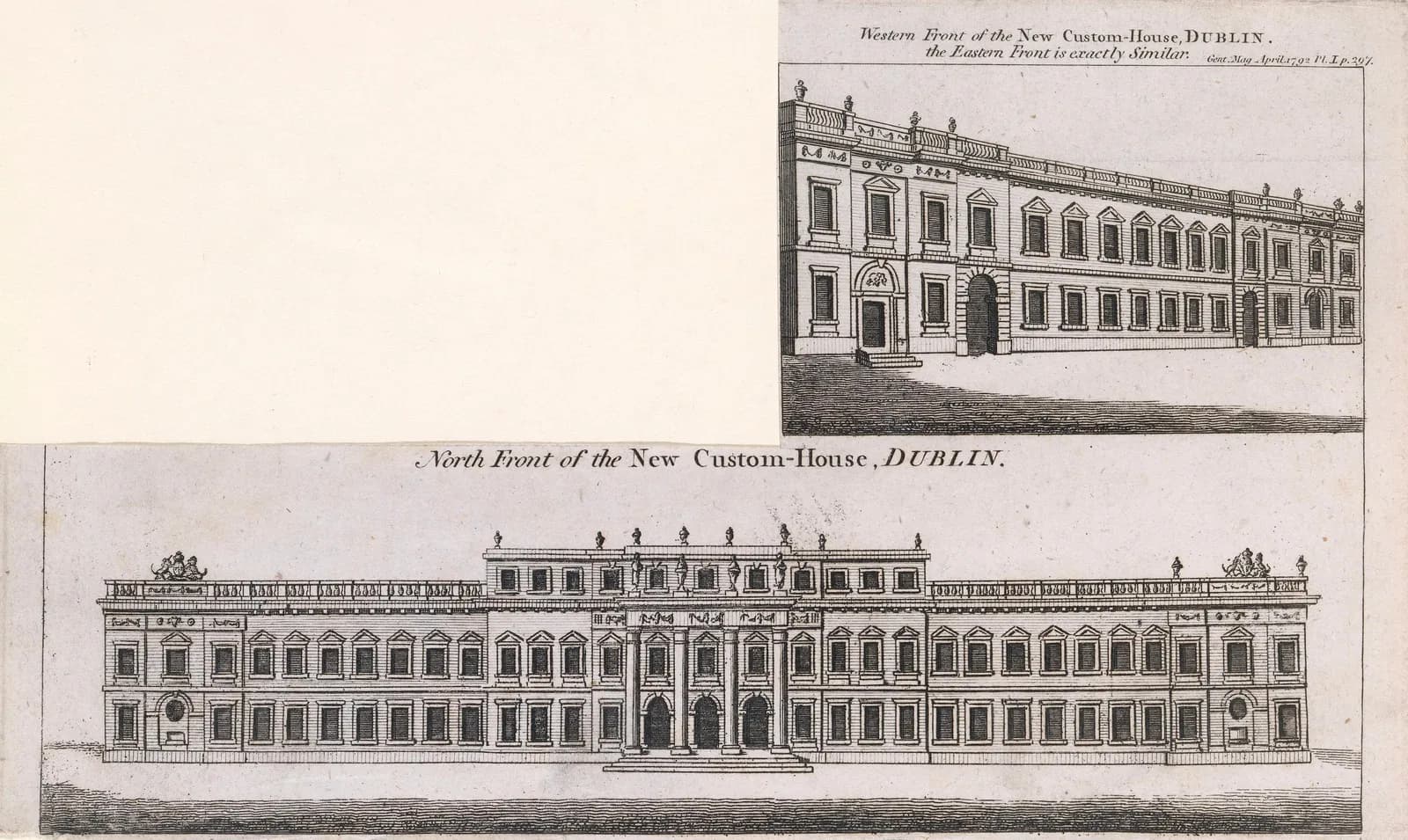 The West Side and North Front of the Custom House, Dublin
