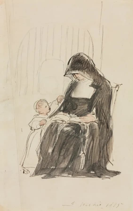Cultural archive image of “Nun Reading to a Child”, catalogued as England, 19th century, dating to 1835, associated with England, 19th century.