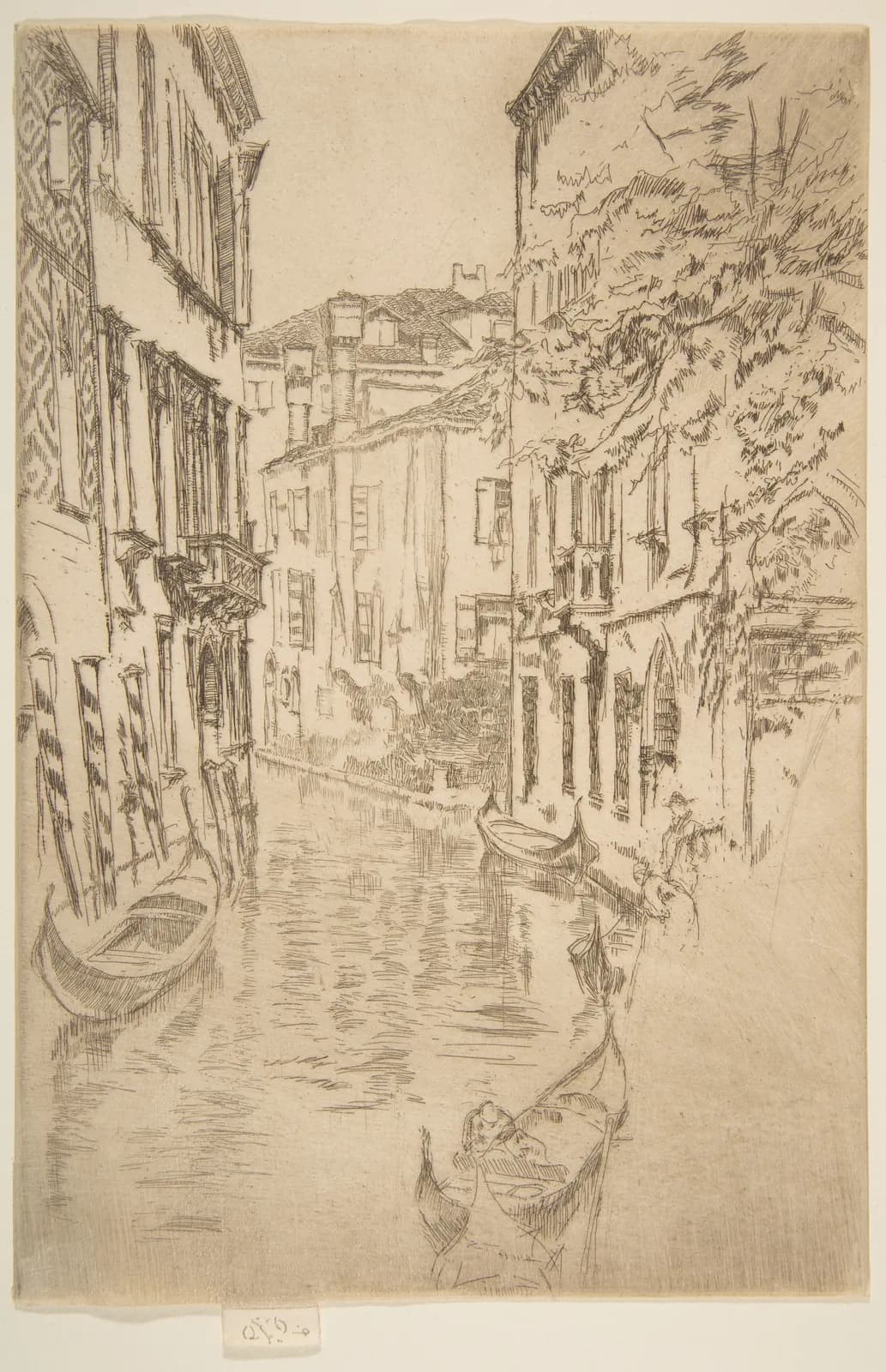 Cultural archive image of “Quiet Canal”, catalogued as Prints, dating to 1879–80. Medium: Etching and drypoint, printed in brown ink on very fine laid paper; fourth state of four (Glasgow).