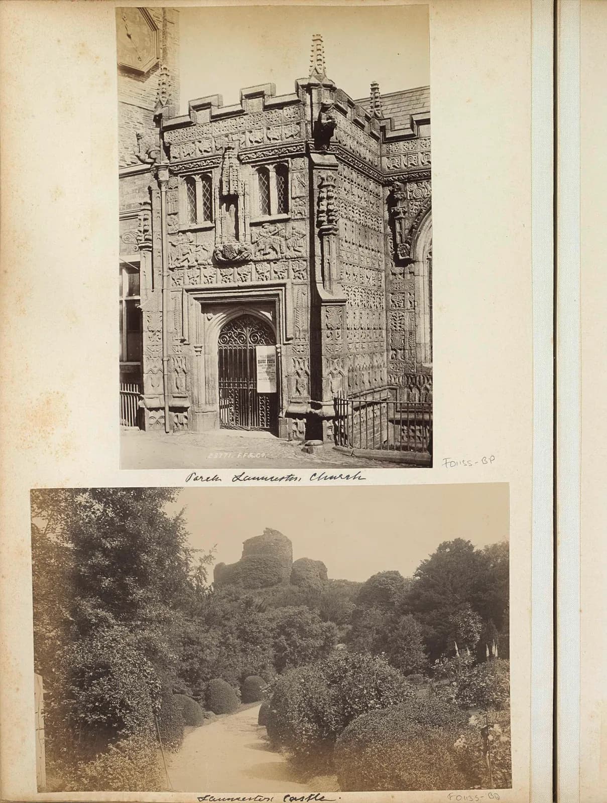 Gezicht op de overwoekerde ruïne van Launceston (Cornwall)