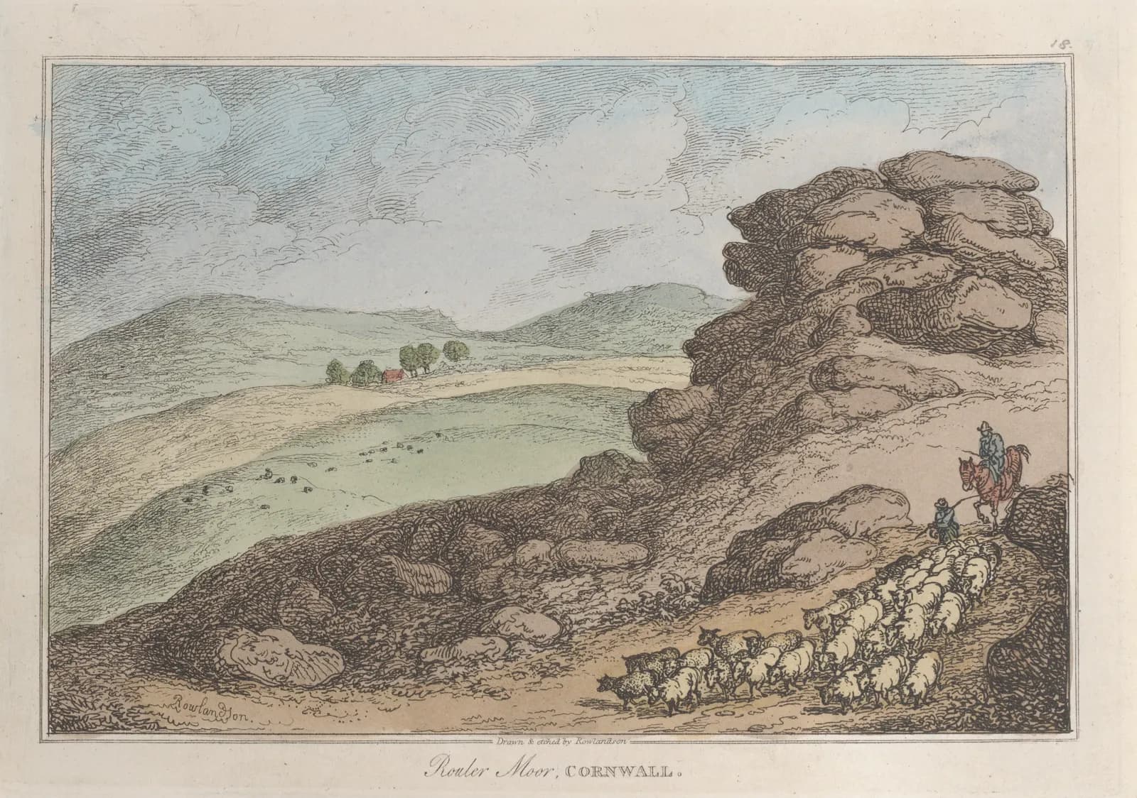 Cultural archive image of “Rouler Moor, Cornwall”, catalogued as Prints, dating to 1822, associated with Cornwall. Medium: Hand-colored etching. Dimensions: Plate: 6 7/8 × 9 3/4 in.