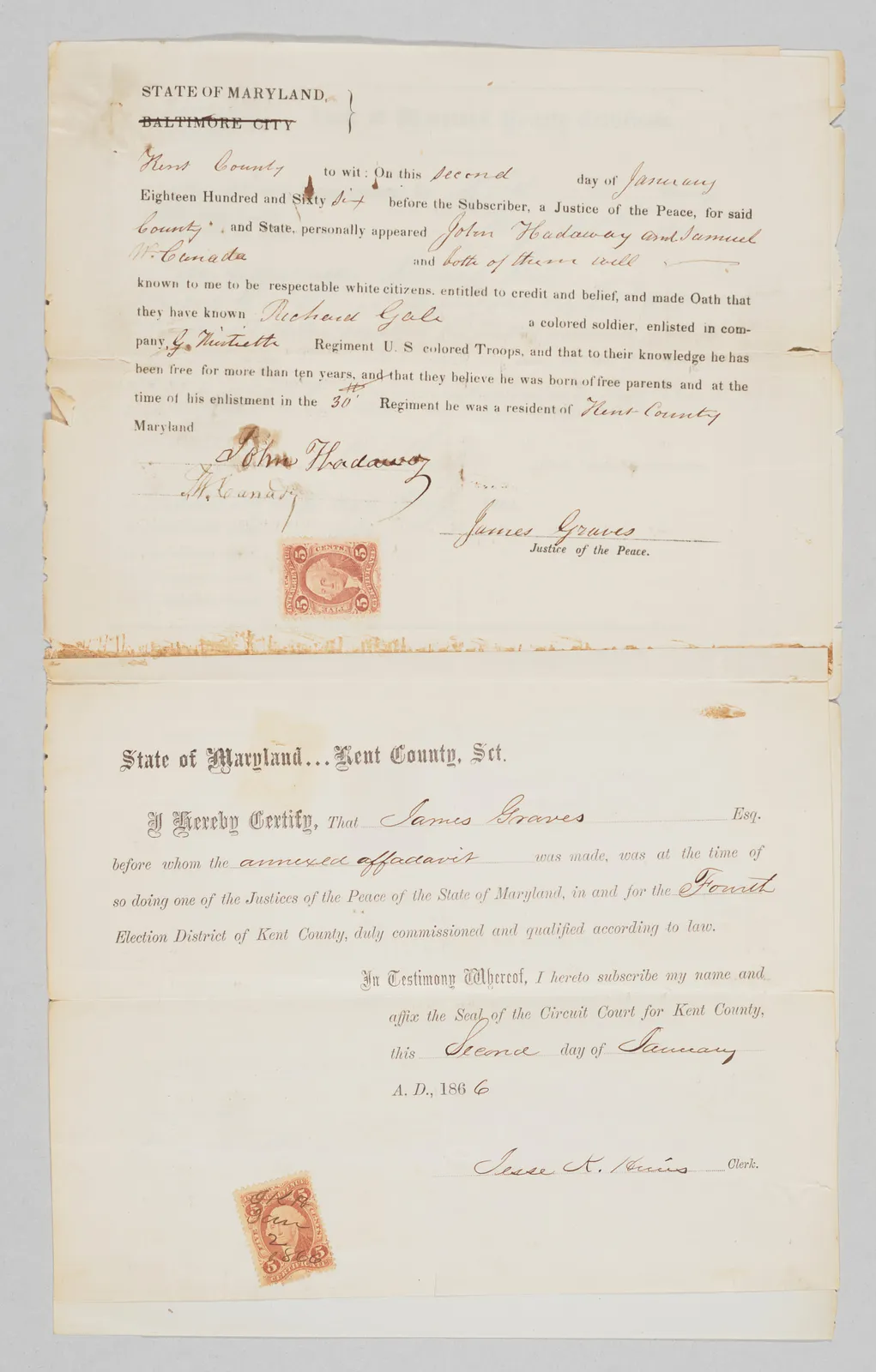 Free status certification, payroll, and discharge for Richard Gale