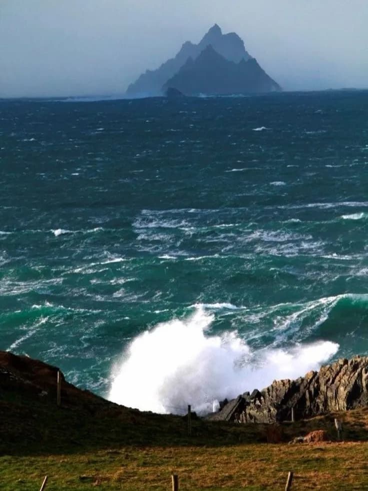 Cultural archive image of “Skellig Michael is a 218-metre rock pyramid rising from the Atlantic, 12km off the Kerr…”, associated with Skellig Michael.