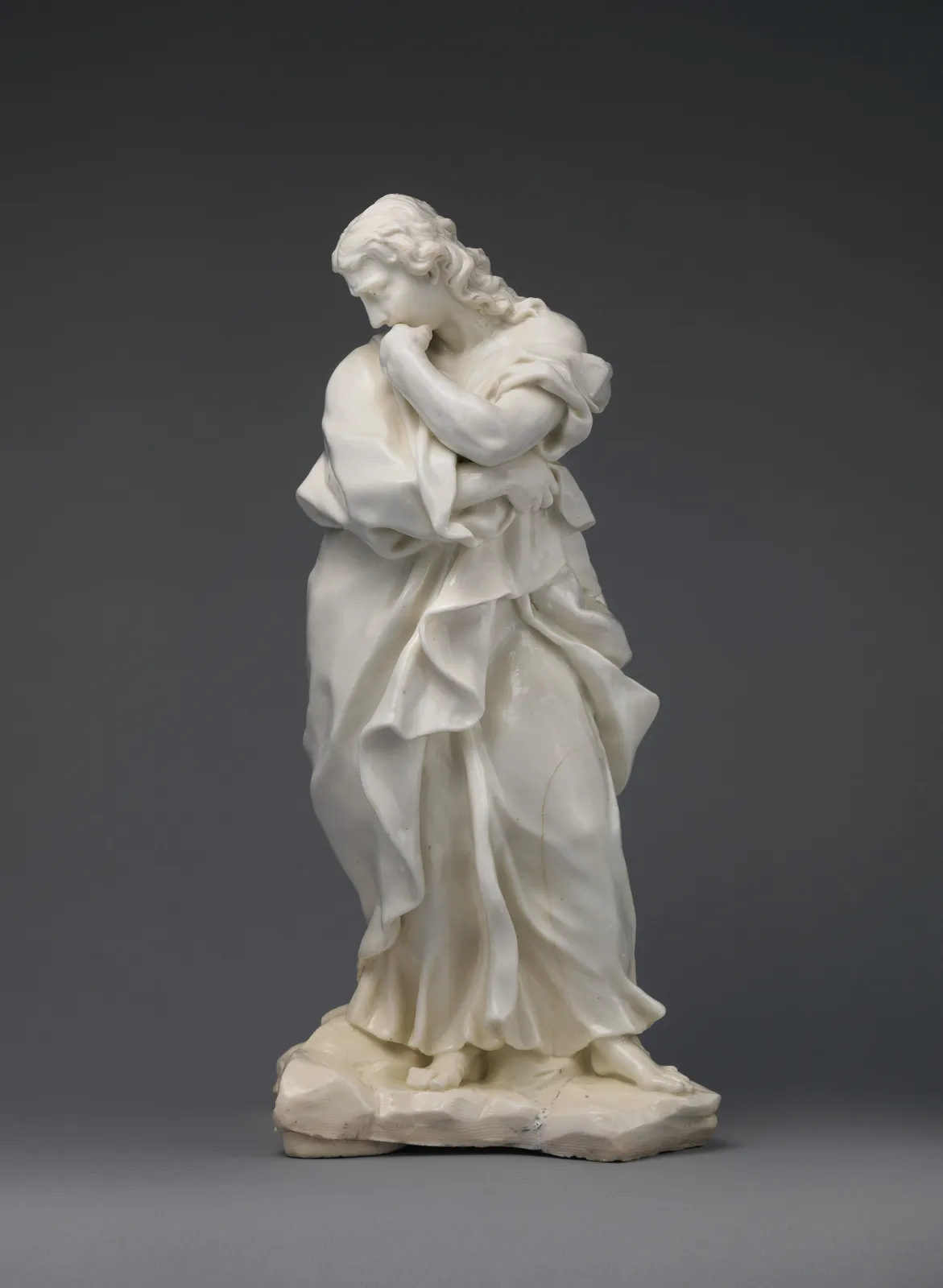 Cultural archive image of “St. John the Evangelist”, catalogued as Ceramics-Porcelain, dating to ca. 1744. Medium: Soft-paste porcelain. Dimensions: Overall (confirmed): 18 1/4 × 8 × 8 in.