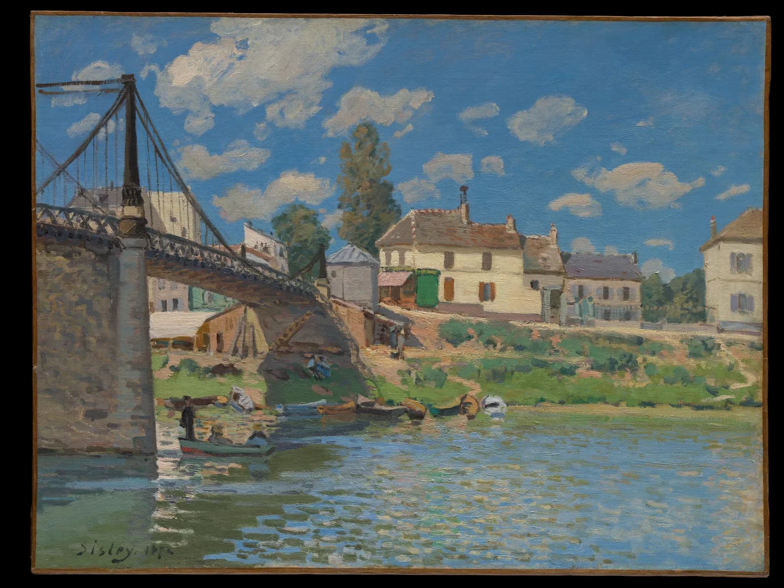 Cultural archive image of “The Bridge at Villeneuve-la-Garenne”, catalogued as Paintings, dating to 1872. Medium: Oil on canvas. Dimensions: 19 1/2 x 25 3/4 in.