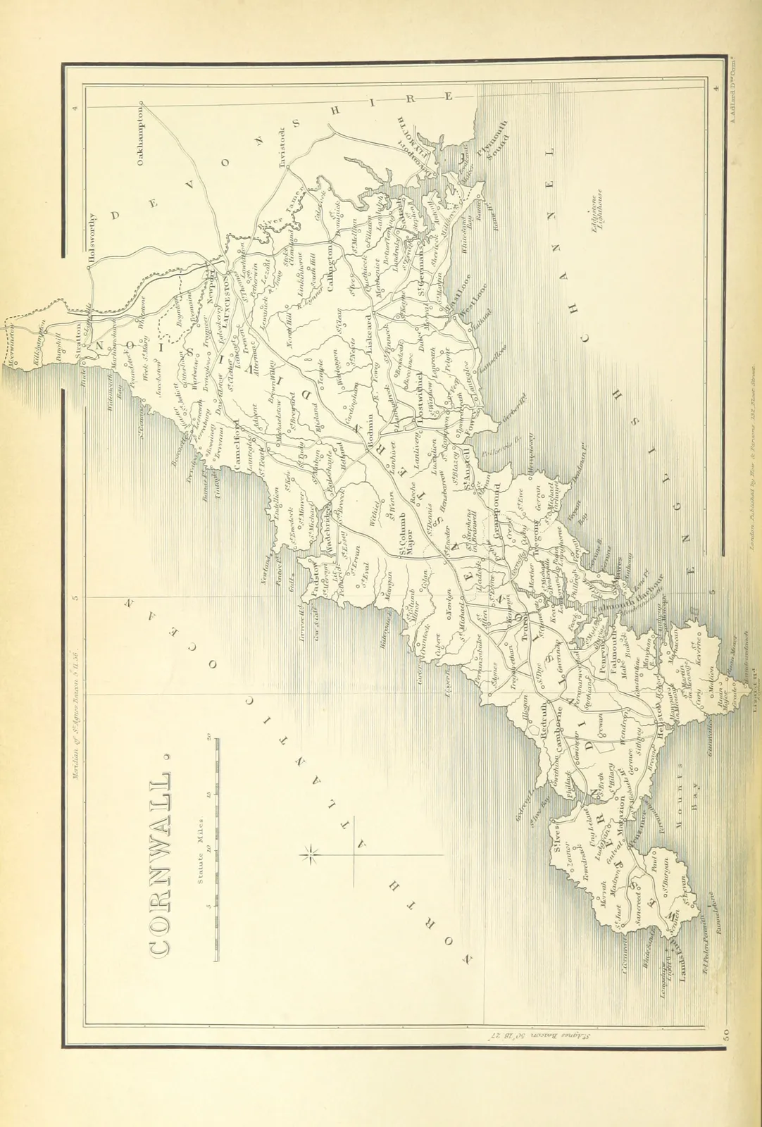 map from "An Illustrated Itinerary of the County of Cornwall".