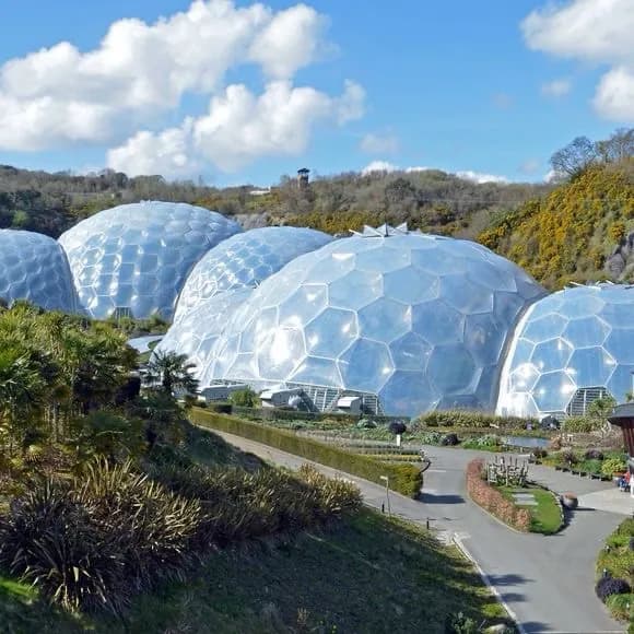 Cultural archive image of “The Eden Project was built inside a disused china clay pit near St Austell in Cornwall,…”, associated with Cornwall.