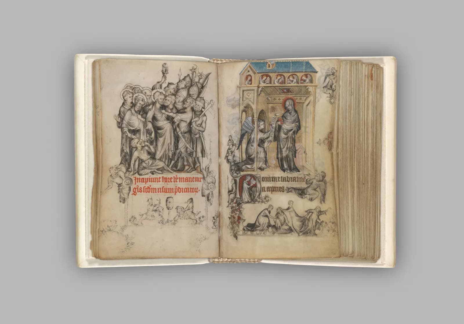 Cultural archive image of “The Hours of Jeanne d'Evreux, Queen of France”, catalogued as French, dating to ca. 1324–28, associated with Paris, France. Medium: Grisaille, tempera, and ink on vellum.