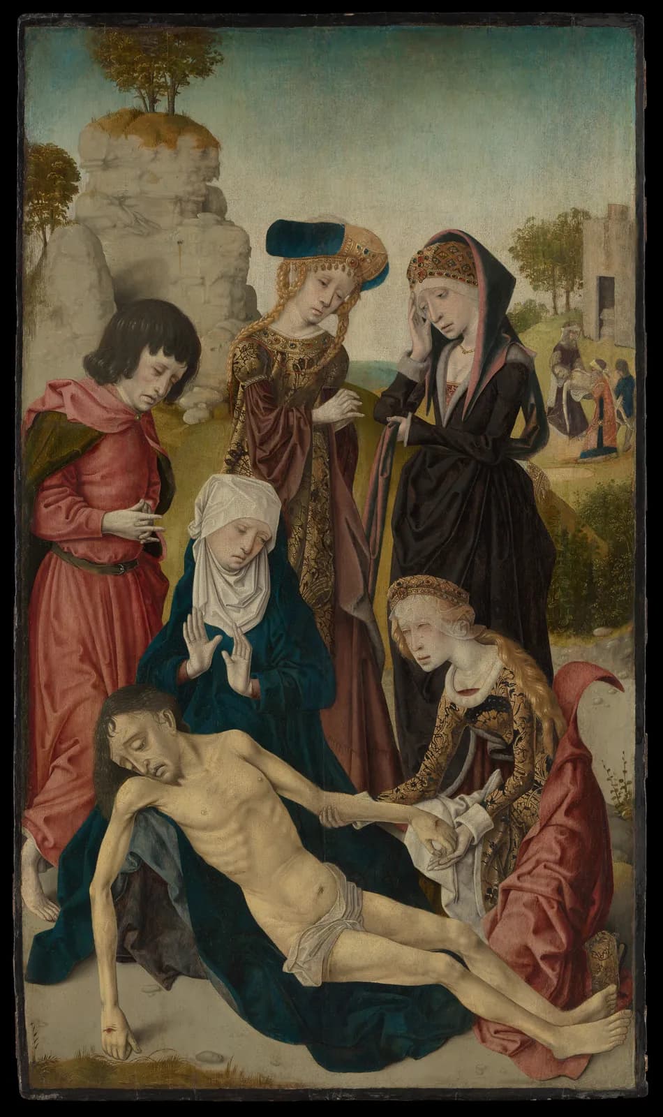 Cultural archive image of “The Lamentation”, catalogued as Paintings, dating to 1470 to 1499. Medium: Oil on wood. Dimensions: 34 7/8 x 20 1/4 in.