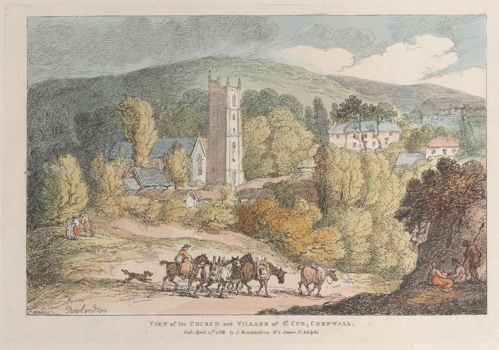 View of the Church and Village of St. Cue, Cornwall
