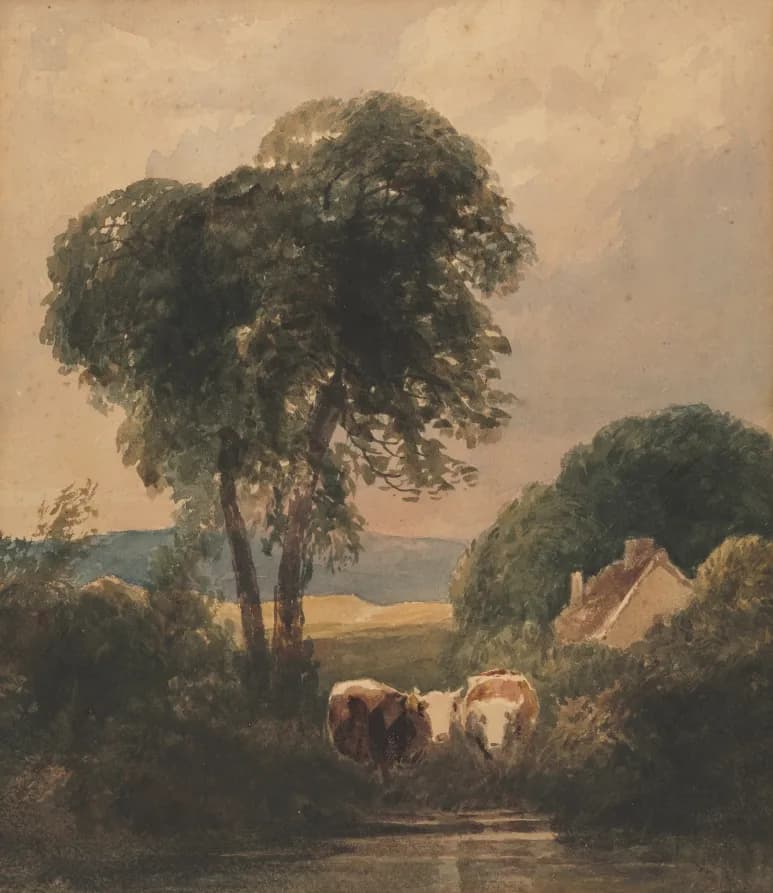 Cultural archive image of “Welsh Landscape with Cattle”, catalogued as England, 19th century, dating to c. 1807–49, associated with England, 19th century.
